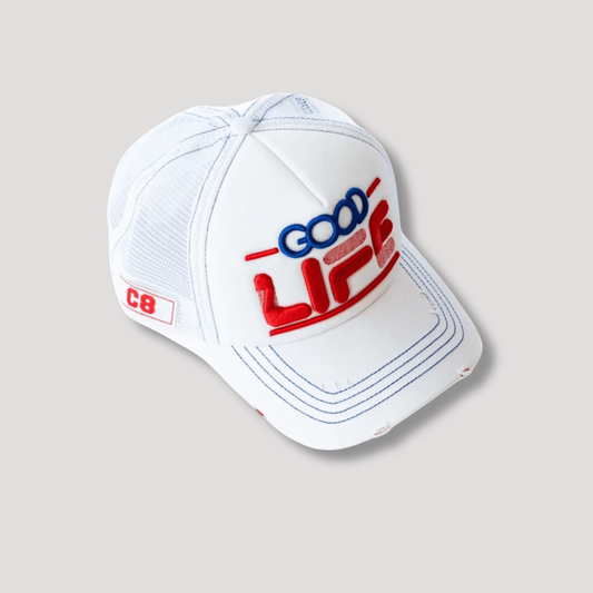 Good life – Net – White with Blue & Red Men’s Cap