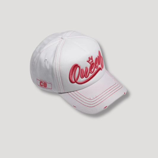 Queen - Full - White with Pink Women's Cap
